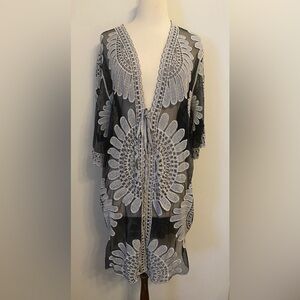 Chic Black and Gray Lace Cardigan